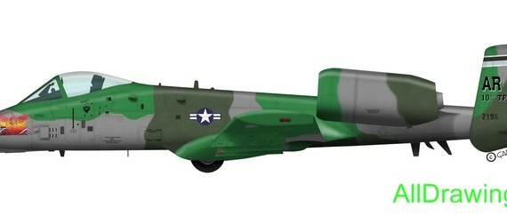 Fairchild A-10A Thunderbolt II drawings (figures) of the aircraft